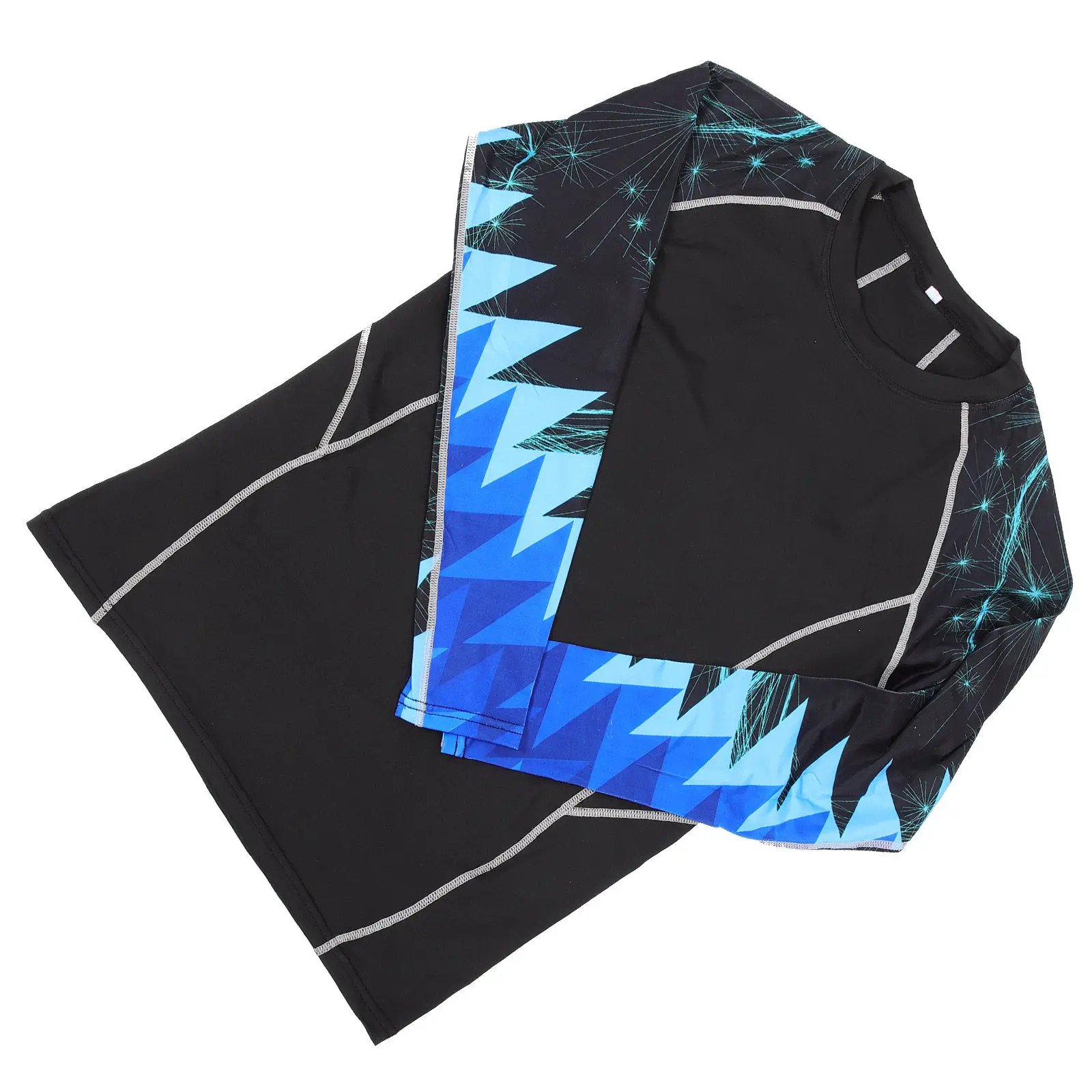 Men Sports Long Sleeve Polyester Fitness Cloth Compression Shirt Breathable Elastic Bodysuit Running Gym Training Workout