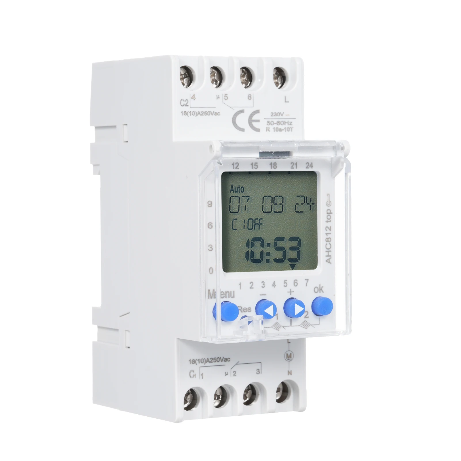 2 Channel Timer Programmable Timing Switch AHC812 230V 16A Weekly Program Digital Time Switch Din Rail Mount With User Manual