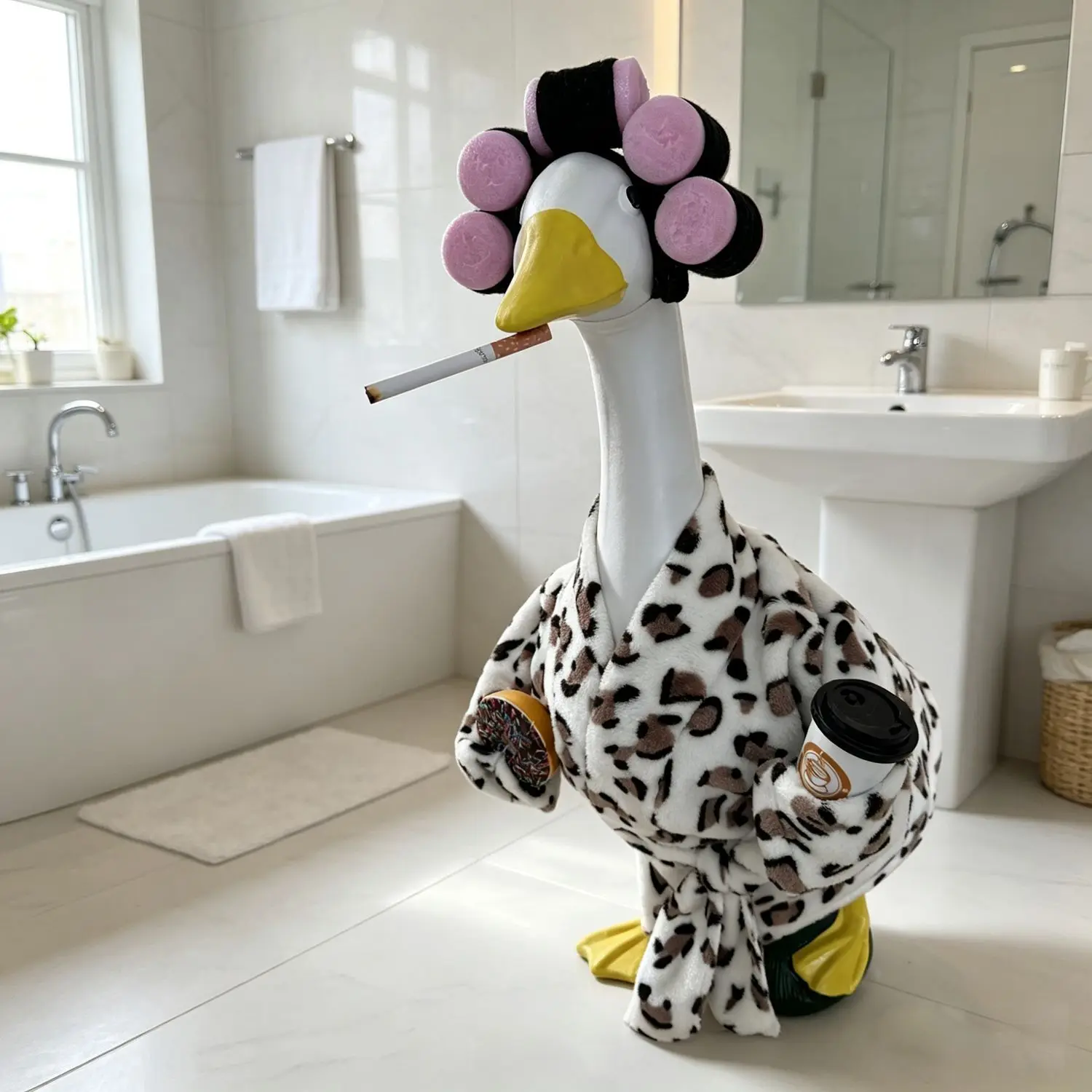 23 Inch Porch Goose Cow Print Costume for Farm Yard Decoration Outdoor Lawn Ornament Funny Dress Up Set