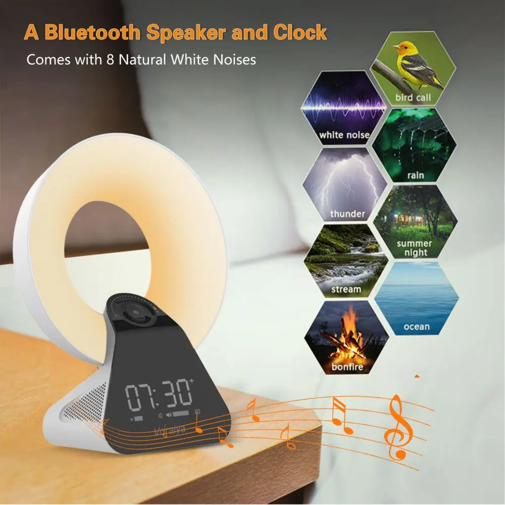 Delivery within 24 hours Multifunctional dawn simulator sleep trainer Sleep Light Therapy Lamp with Bluetooth Speaker