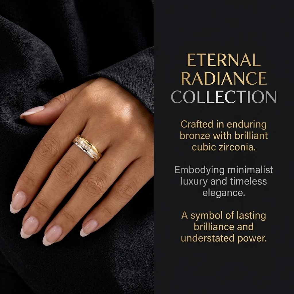 Klassischer Eingefasster Pavé-Ring für Damen Messing Zirkon Moderner Versprechensring Reise-Alternative Minimalistischer Eleganter Schmuck – Detail 1