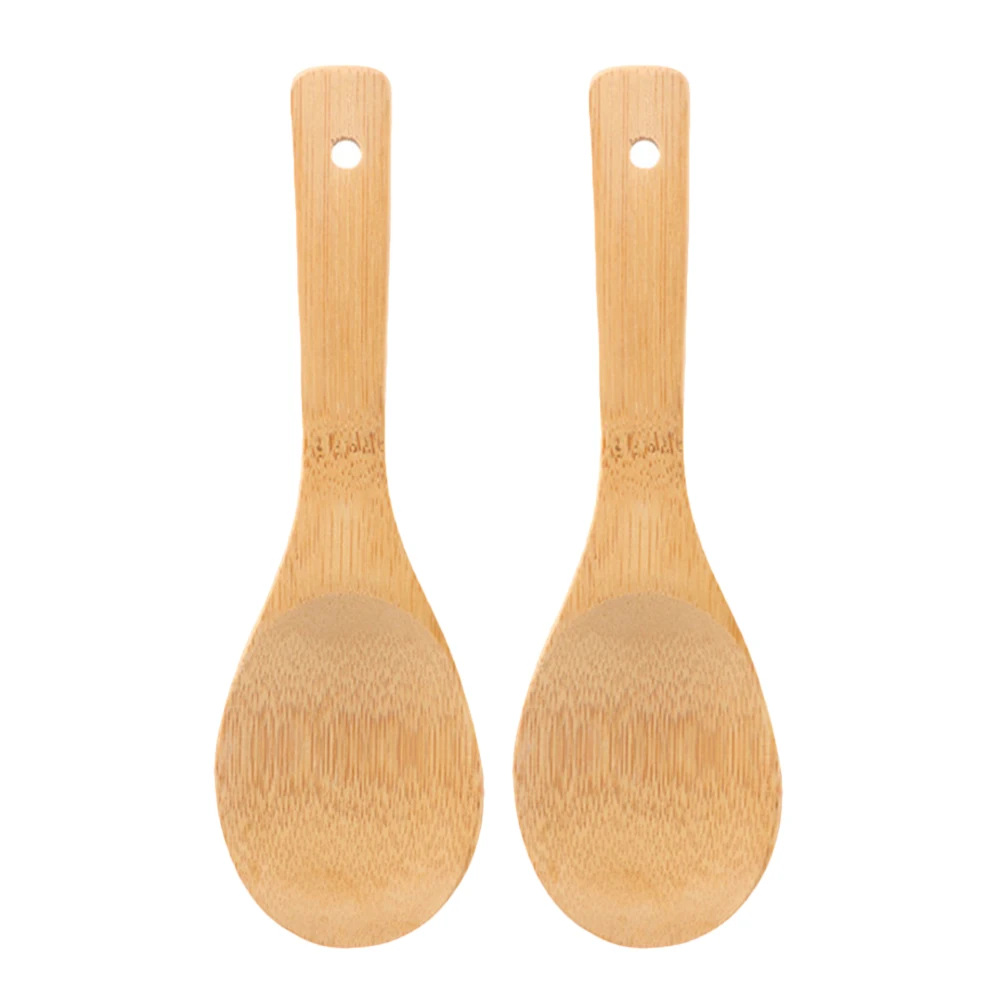

2 Pcs Rice Cooker Spoon Kitchen Paddle Compact Scooper Convenient Bamboo