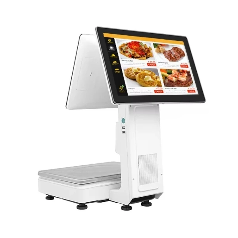 All in One Electric Scales Cashier Machine Dual Touch Screen POS Weighing Point of Sale System Windows/Android 15-30kg