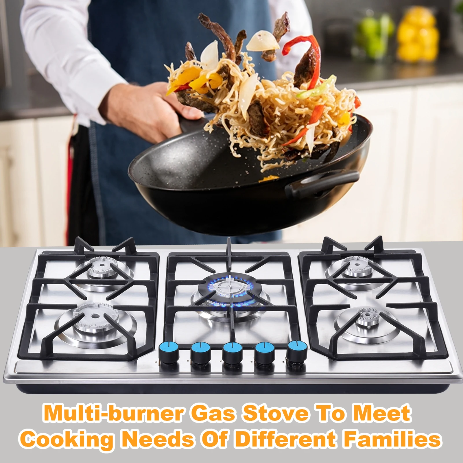Propane Stove Indoor, Multi-Function Tabletop Stove, Powerful Built-in Burners , Portable Auto Ignition Counter Stove, for Kitchen Cooking