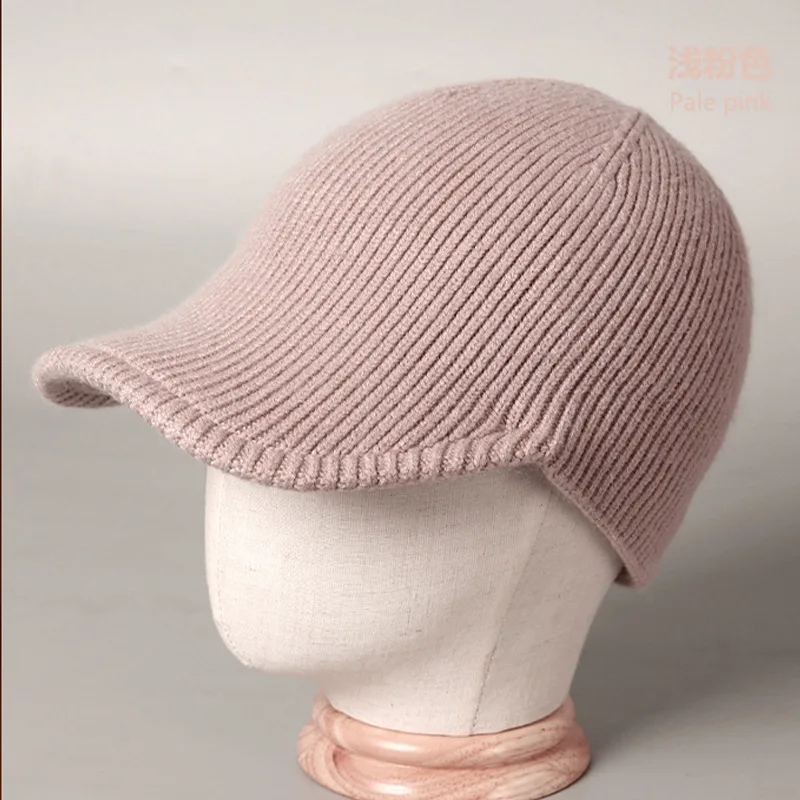 Berretto donna berretto invernale lavorato a maglia cappello d'angora visiera autunno caldo morbido accessorio da sci per il freddo sport vacanza all'aperto