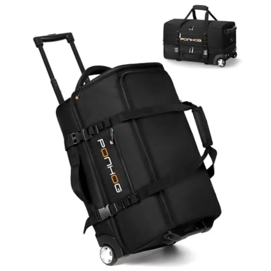 

Rolling Duffle Bag with Wheels for Men - Water Resistant Wheeled Duffle Bag for Weekend Travel and Overnight Trips