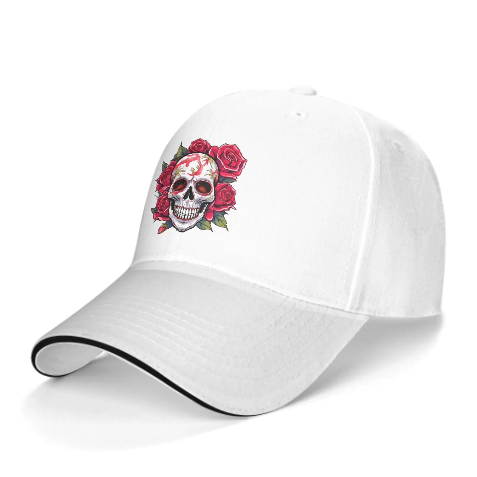 

Roses Skull Baseball Cap Sandwich Duck Tongue Hat Spring Summer For Men Women Fashion Daily Sports Outdoor Travel