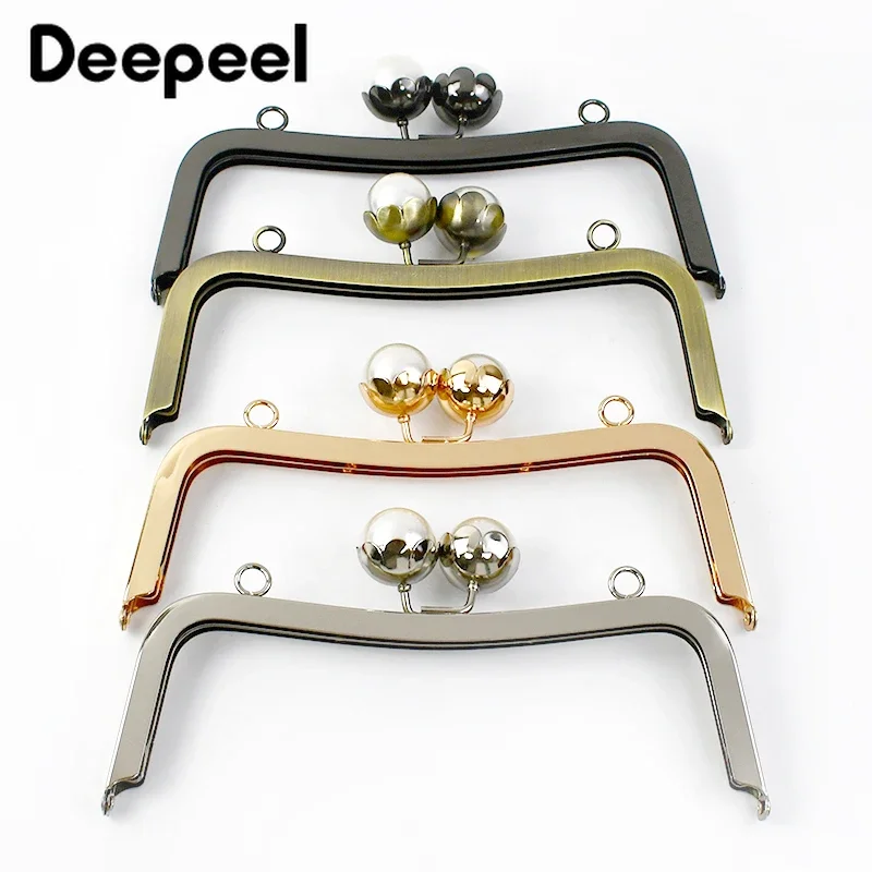 1/2/3/5Pcs Deepeel 20cm Metal Handle Square HandBags Frame Pearl Head Kiss Clasp Wallet Sewing DIY Bags Hardware Accessories