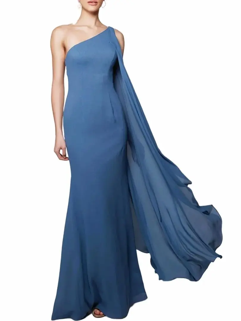 Simple Chiffon Long Mother Of The Bride Dress One Shoulder Plus Size Wedding Party Gown Women Prom Dress Custom Made