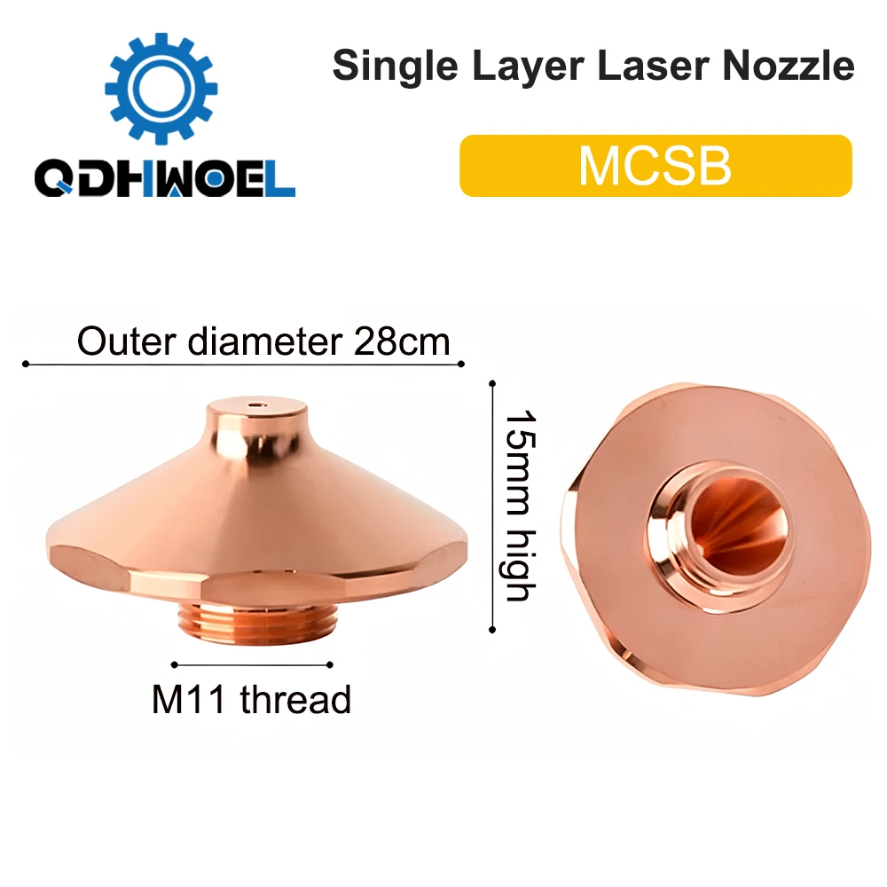 

QDHWOEL Single Layer Laser Nozzle MCSB Bulging Type Copper Nozzle High Power For Carbon Steel Cutting