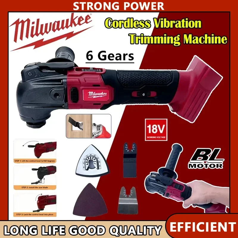 

Milwaukee 18V Battery Electric Oscillating Multi Function Tool 6 Gears Cordless Vibration Trimmer Cutting Saw Power Tools