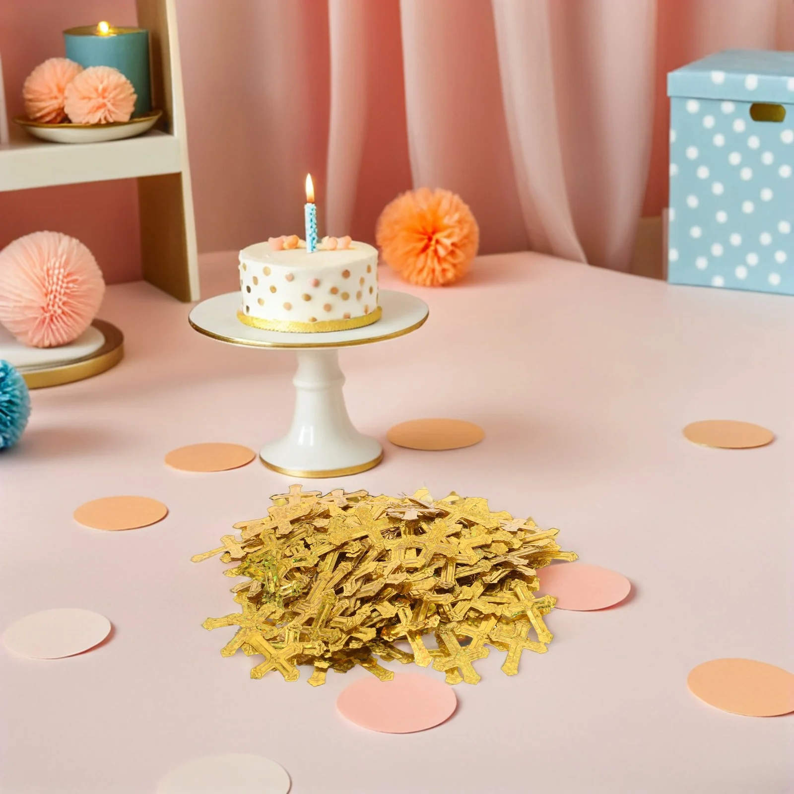 

1 Pack Glitter Cross Confetti Religious Table Decorations Sparkling Baptism Wedding Birthday Party Supplies Golden Plastic