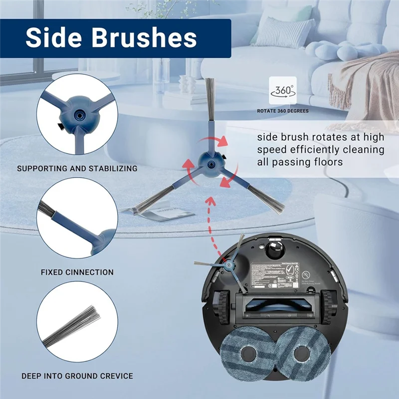 AB43-Für Eufy Omni C20 Ersatzzubehör-Set, Hauptseitenbürste, HEPA-Filter, Wischtuch-Staubbeutel