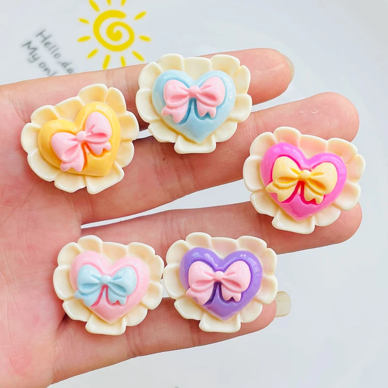 10 Pcs Cute Bright Surface Cartoon Butterfly Junction Heart Shaped Cake Resin Scrapbook Diy Jewelry Wedding Hairpin Accessories