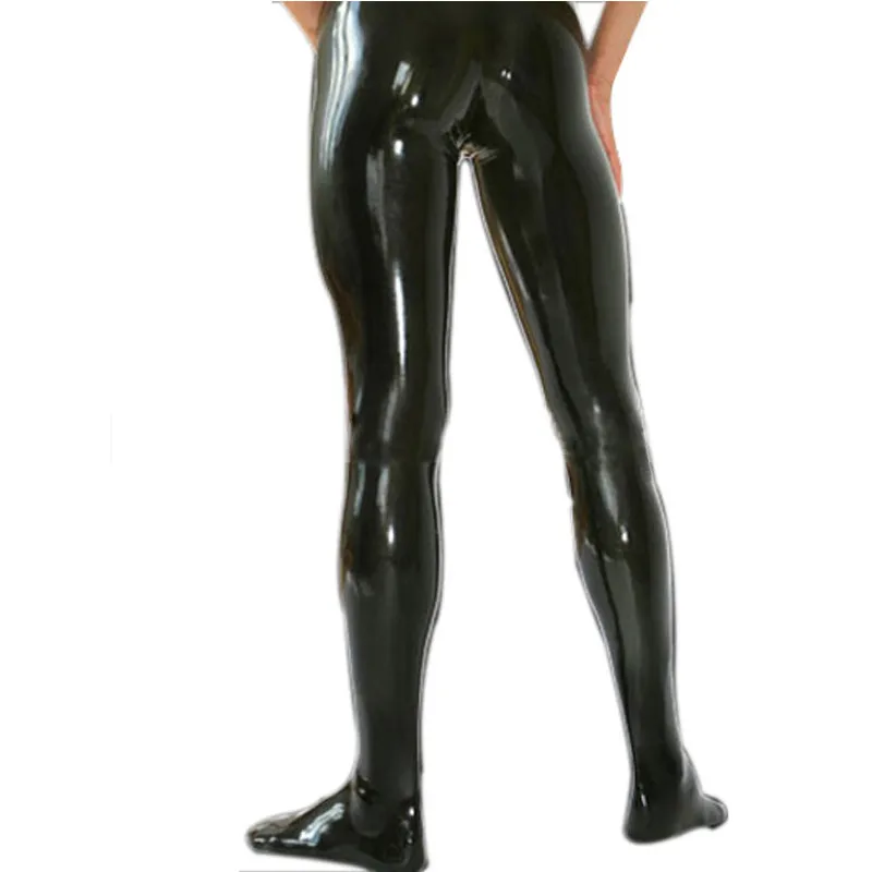 Men Latex Pants Trousers with Socks Rubber Leggings Club Party Wear Costume