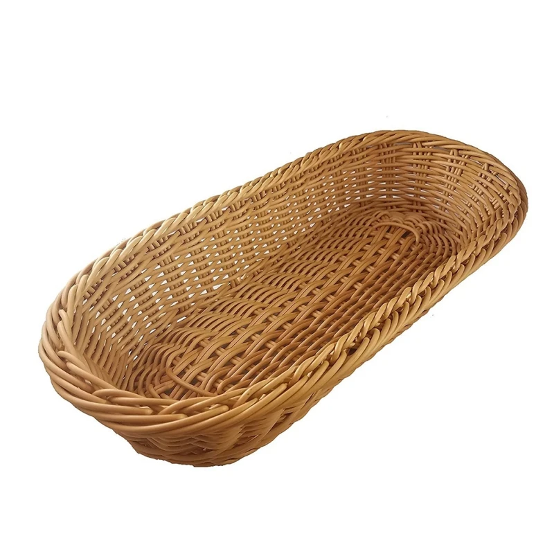 Hand-woven Cutlery Storage Basket Rattan Woven Tableware Bread Fruit Vegetables Spoon Chopsticks Storage Rectangular Basket