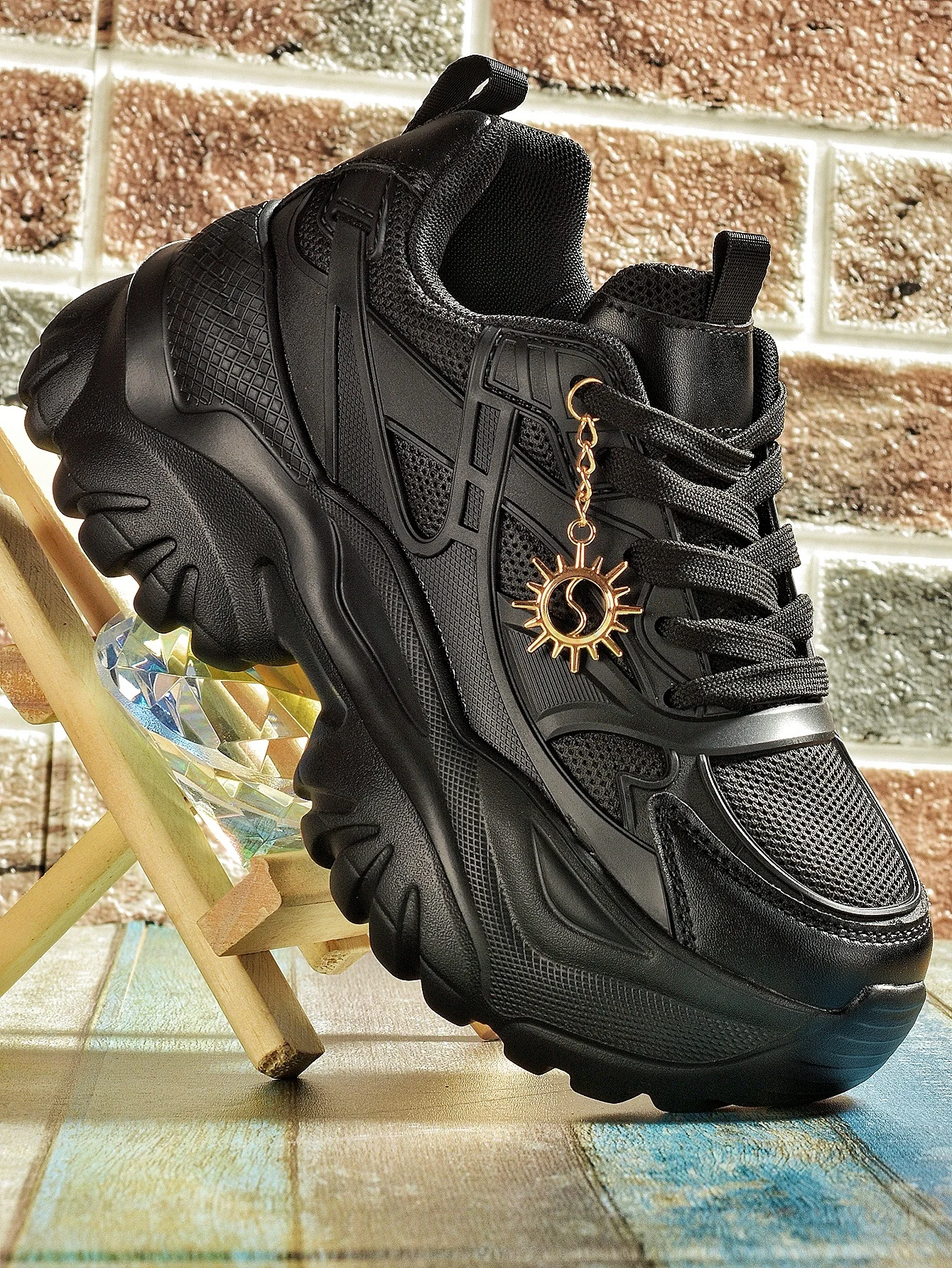 Women\'s fashion casual non-slip increase four season sports shoes women\'s high water platform platform black high heels