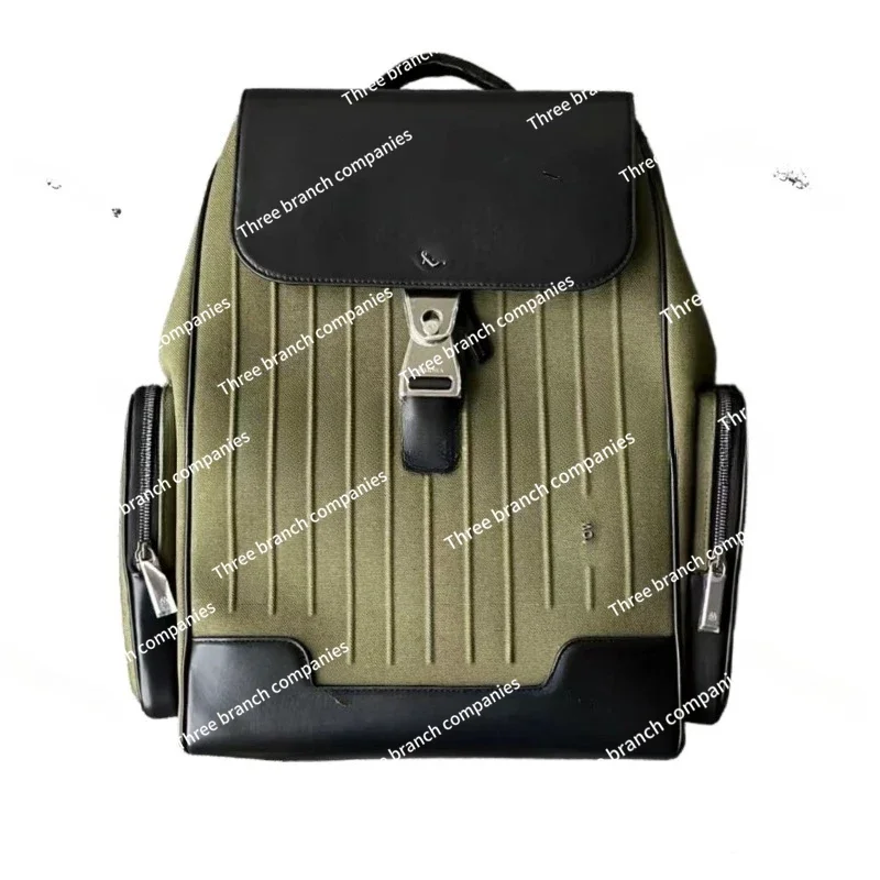 Standard Youth Casual Leather Canvas Computer Backpack Fashion Business Backpack Black Large Green Schoolbag