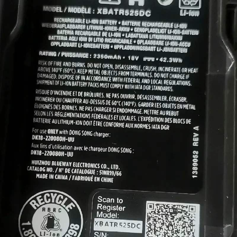 100% Original 2350mAh 18V for Shark NINJA XBATR525DC Vacuum Cleaner Battery