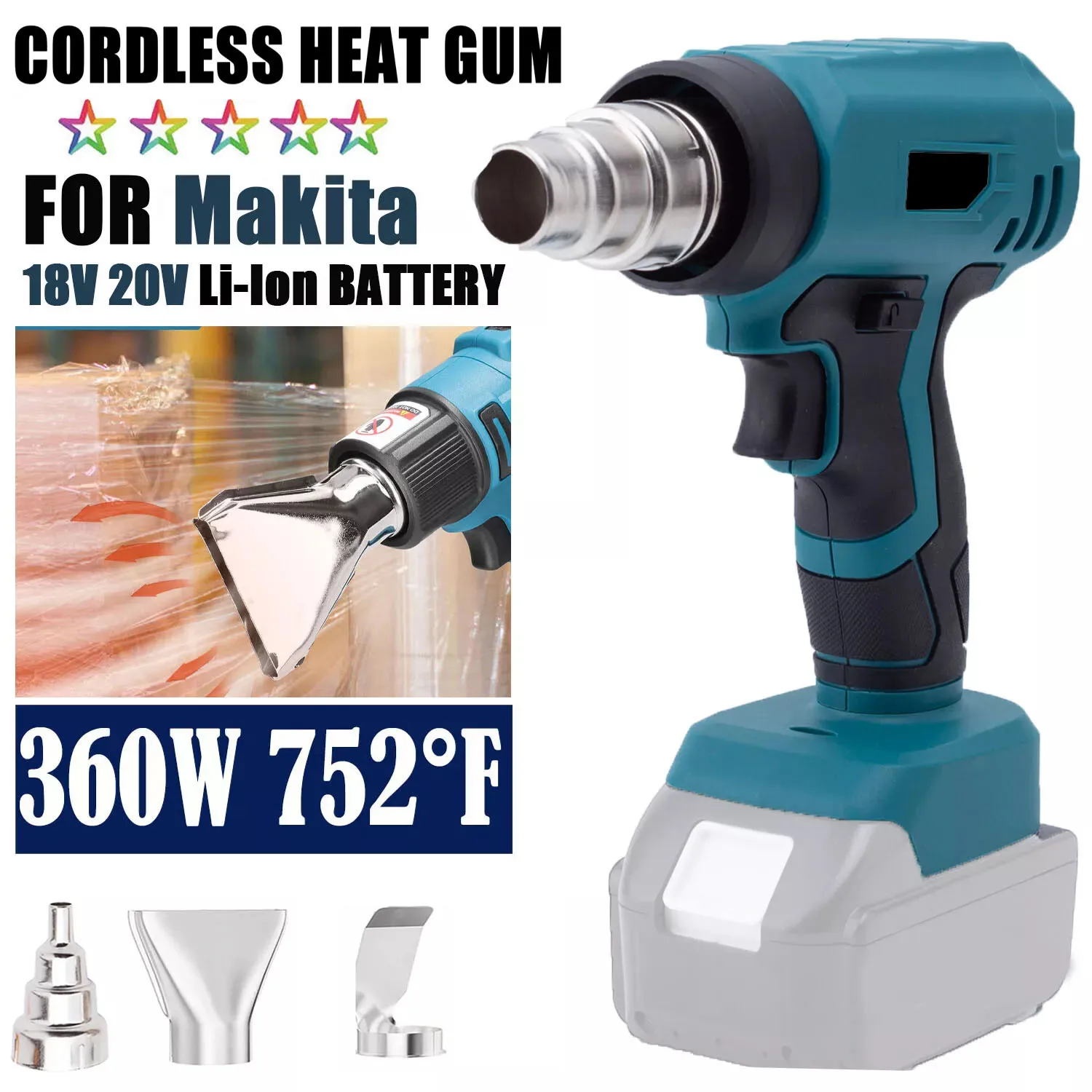 for Makita bl1830 Cordless Heat Gun Air Dryer For Soldering Max 550°C Shrink Film Wireless Rechargeable Hot Air Baking Gun Tools