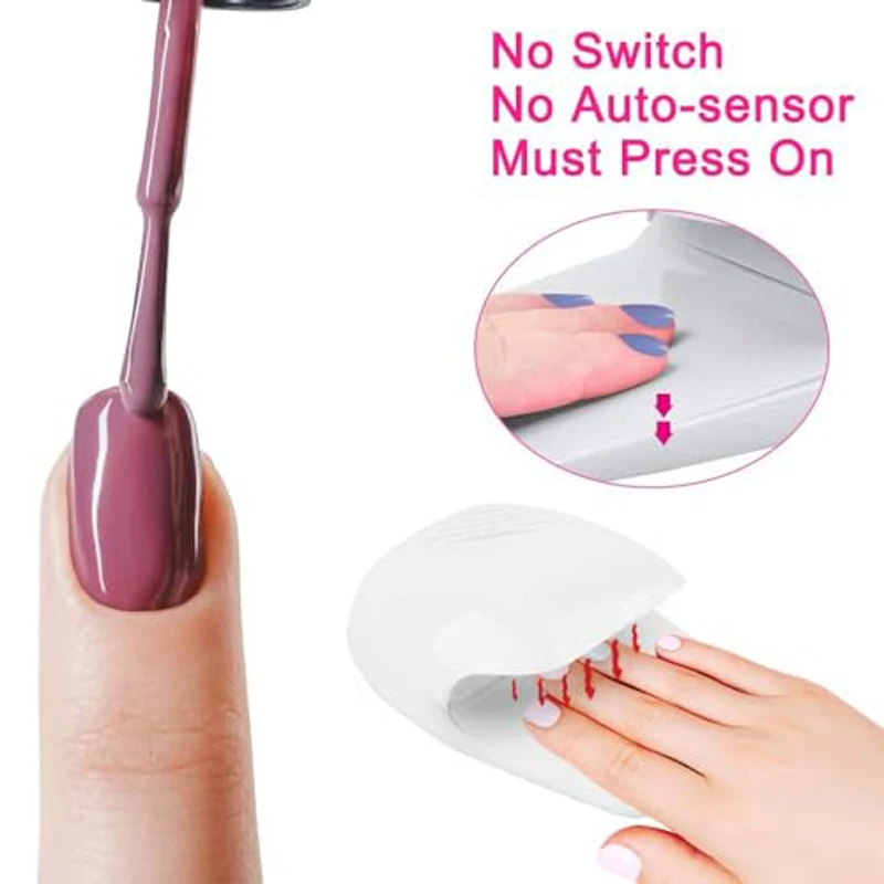 آلة مجفف الأظافر، جهاز محمول للأظافر، مجفف أظافر جل طلاء الأظافر سريع الجفاف، مناسب للأصابع وأصابع القدم، يعمل بالبطارية