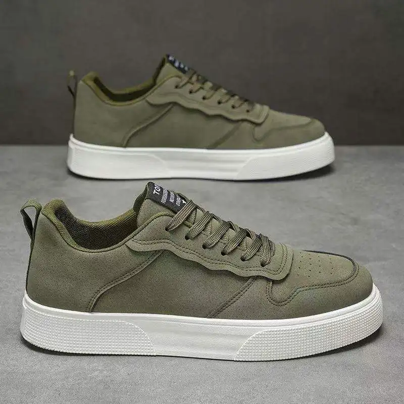 Large Size 39- 48 Comfortable Flat Bottom Skateboarding Shoes Men Outdoor Sport PU Leather Sneakers Man Versatile Casual Loafers