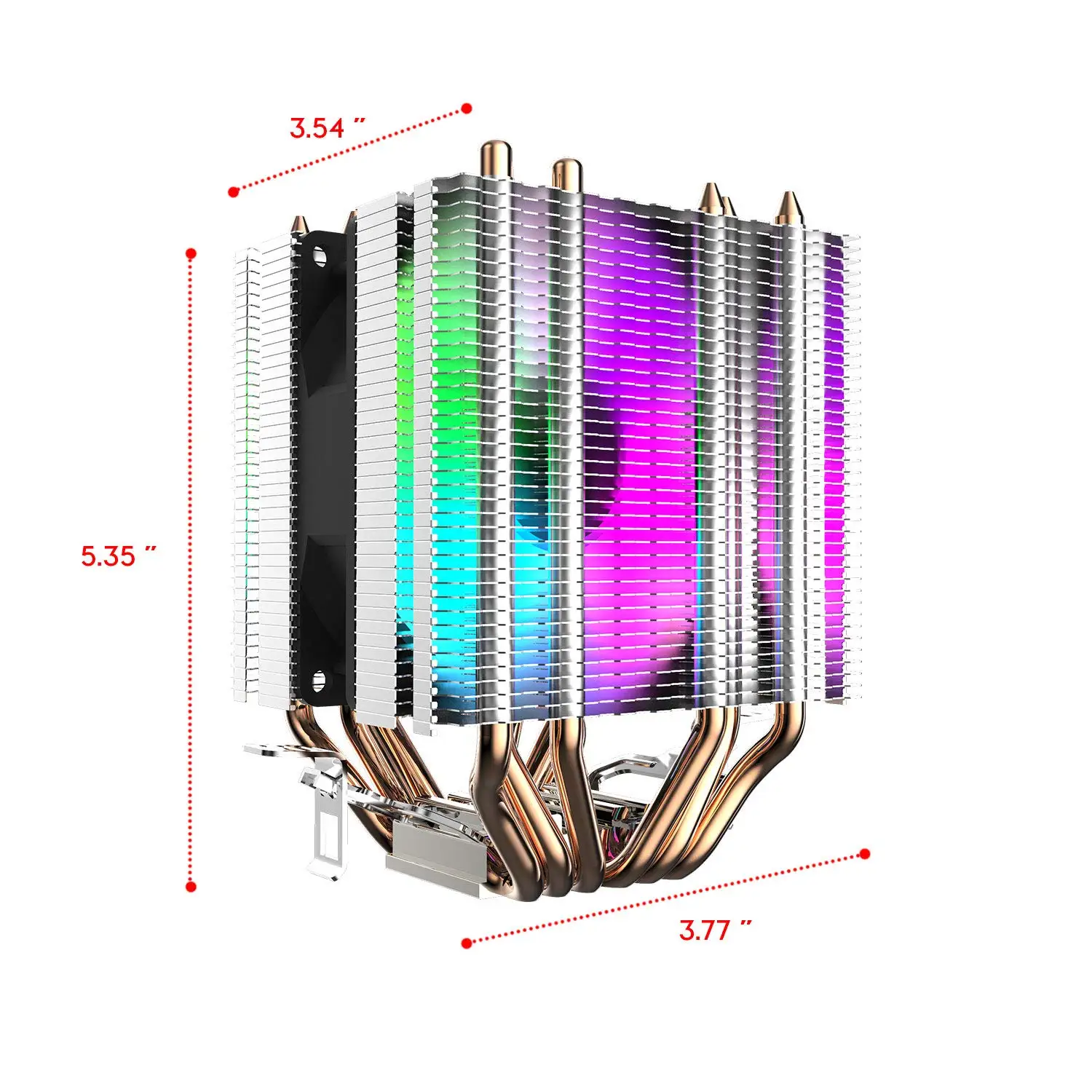 Cpu Air Cooler 6 Heat Pipes Twin-Tower Heatsink With 90Mm Rainbow Led Fans For 775/1150/1155/1156/1366