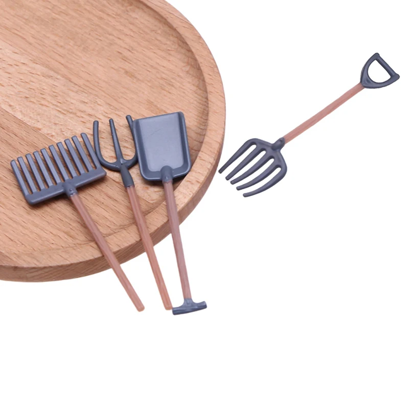 1Set 1:12 Dollhouse Miniatures Gardening Shovel Rake Hoes Farm Tool Doll Decor Fairy Garden Accessories Furniture Toys