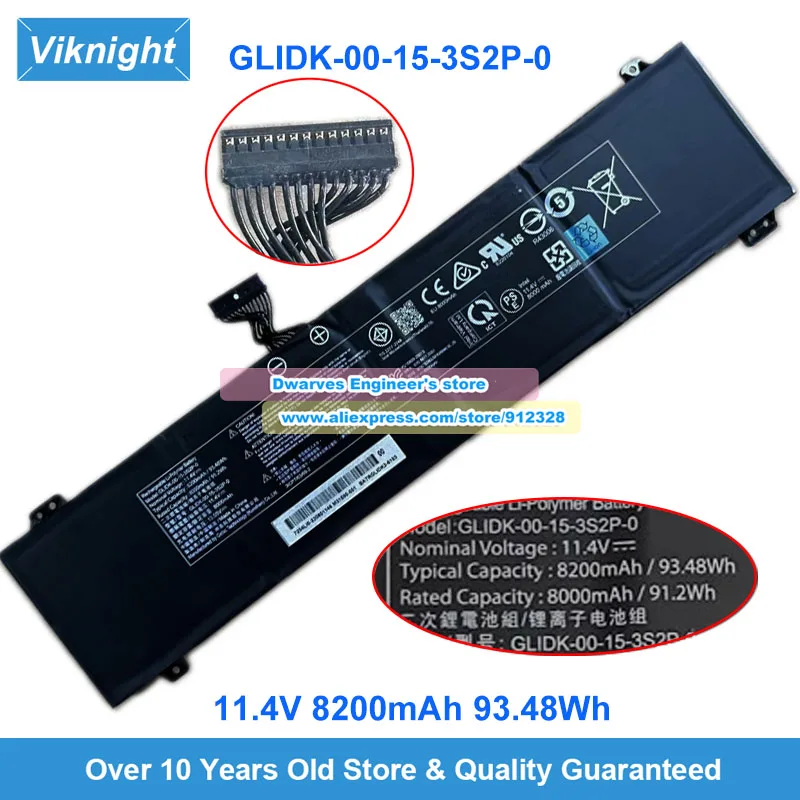 Batería GLIDK-00-15-3S2P-0 de 11.4V 8200mAh 93.48Wh para Adata XPG XENIA 15 INTEL KC57 Nuc X15 KC57 Maibenben x568 BATRGLIDK3-6102