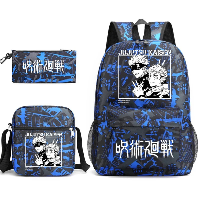 Jujutsu Kaisen anime backpack youth student school bag shoulder bag pencil case 3-piece set kids back-to-school gift