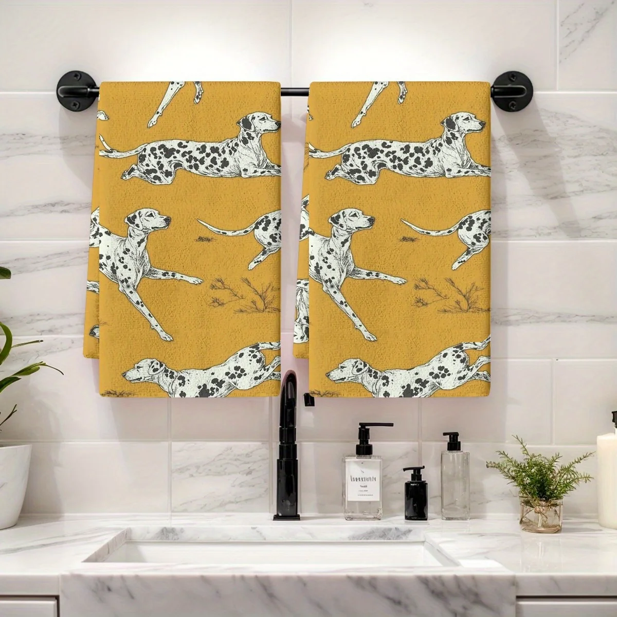 

2 шт. мягкие впитывающие кухонные полотенца, полотенце для тарелки с далматинцем, салфетки для посуды для домашних животных, праздничный декор, сухая ткань для кухни, украшение дома