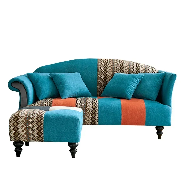 Pastoral cloth small family  small American style fashionable living room bedroom simple two person three person corner sofa