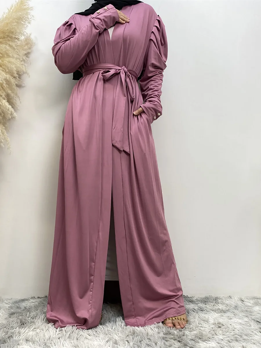 

Muslim women's robes Autumn and winter new sales fashion loose solid color cardigan Turkey Saudi fashion dress