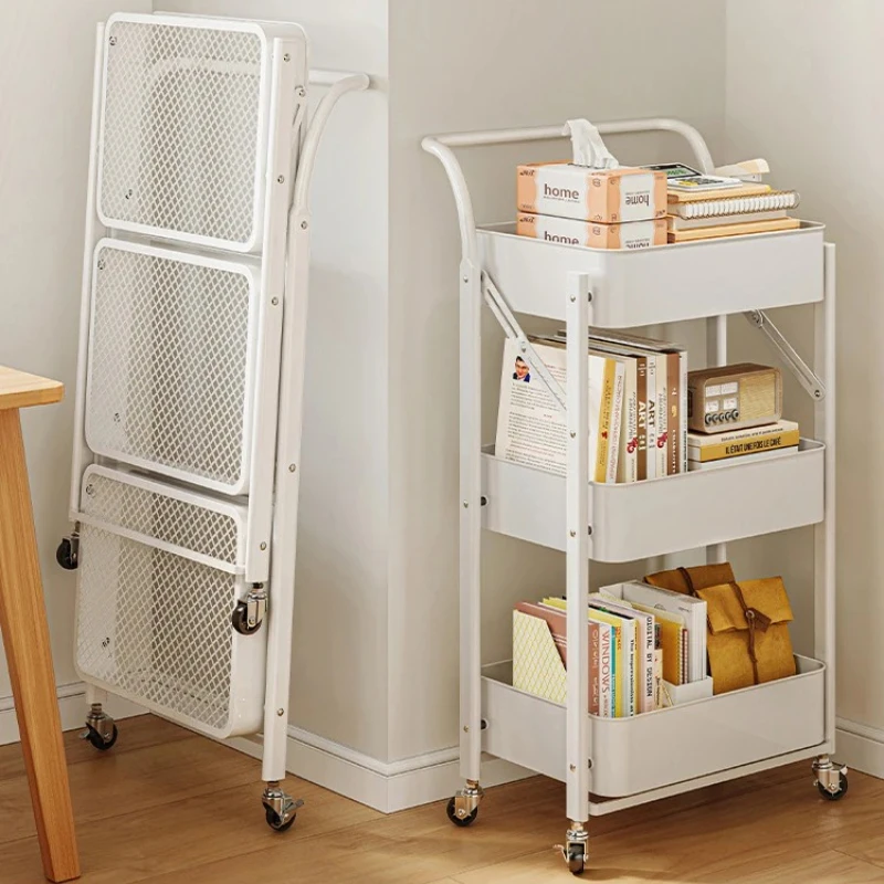 

Foldable Trolley Storage Rack Multi-layer Floor Kitchen Snack Storage Rack Bathroom Storage Rack Air Transport