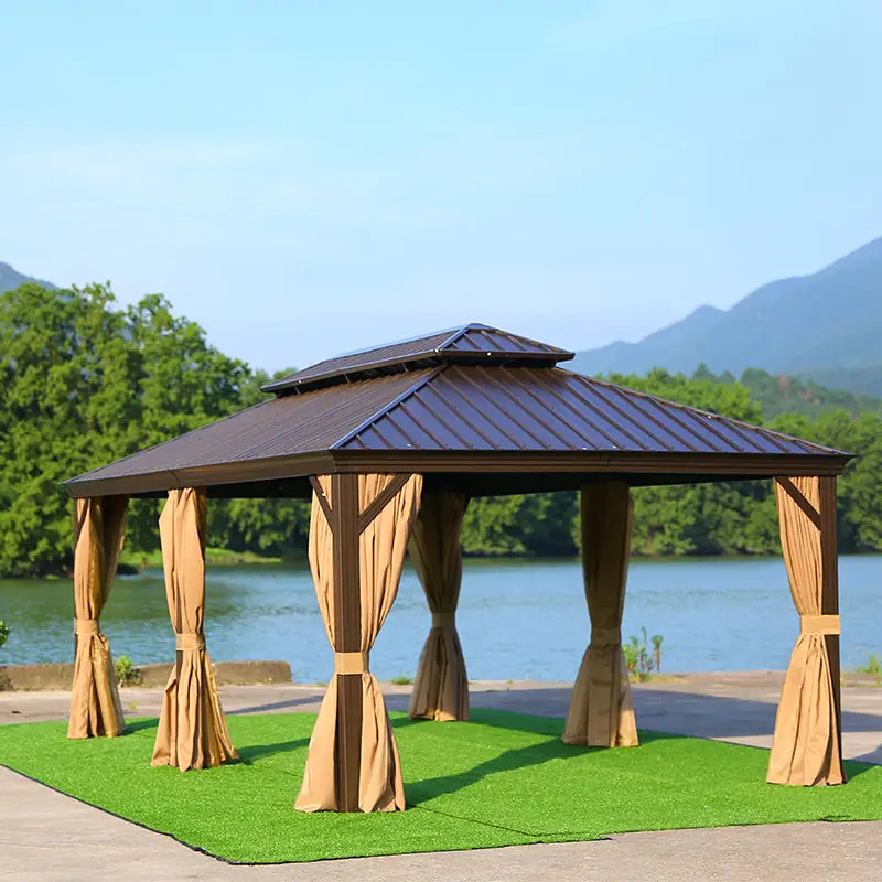 Outdoor Pavilion Courtyard Villa New Chinese aluminum alloy pavilion Outdoor garden awning terrace four corner tent