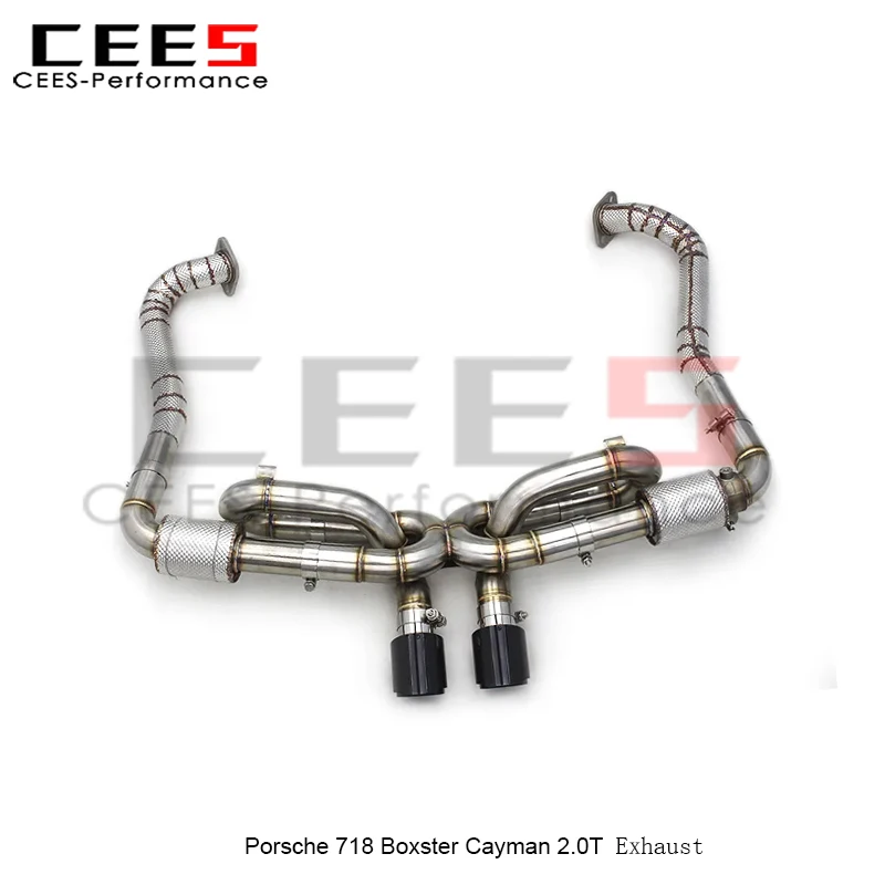 

Cees Catback Exhaust для Porsche 718 Boxster/Cayman 2,0 T 2016-2023 годов, спортивная звуковая система тюнинга с клапаном из нержавеющей стали