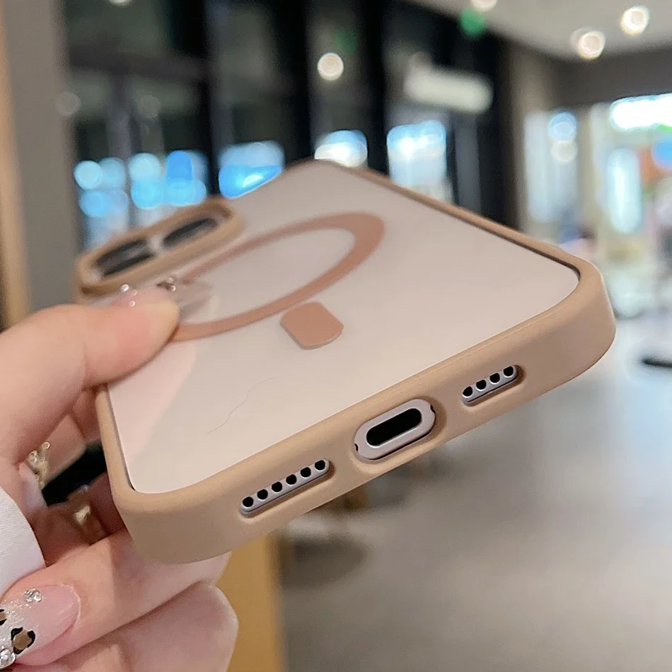 Desert Gold 16 pro max Case Magnetic for iPhone X XR XS 13 11 15 12 14 16 Pro Max Plus Case Silicone Wireless Charge Clear Cover
