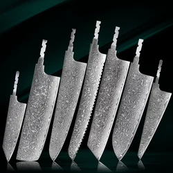 TURWHO 1-7PCS DIY Hand Forged Chef Knives Blank Blade Japanese Damascus Steel AUS-10 Kitchen Knife Knife Making Handmade Knife