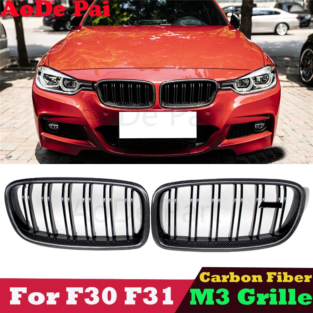 

1 Pair Carbon Fiber F30 Grille Front Bumpe Kidney Grill Mesh for BMW 3 Series F30 F31 F35 316i 318i 328 320i 330i 340i 2012-2018