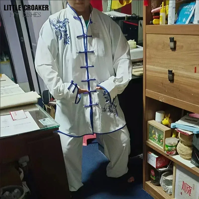 Tai Chi Clothing Chinese Kung Fu Uniform Adults Long Sleeve Embroidery Chinese Morning Exercise Costumes for Men and Women