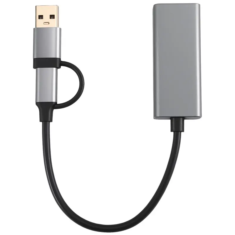 USB 3.0 To Ethernet Adapter With USB C To RJ45 Gigabit LAN 1000 Mbps Wired Network, Network Adapter, For Windows Easy Install-AB