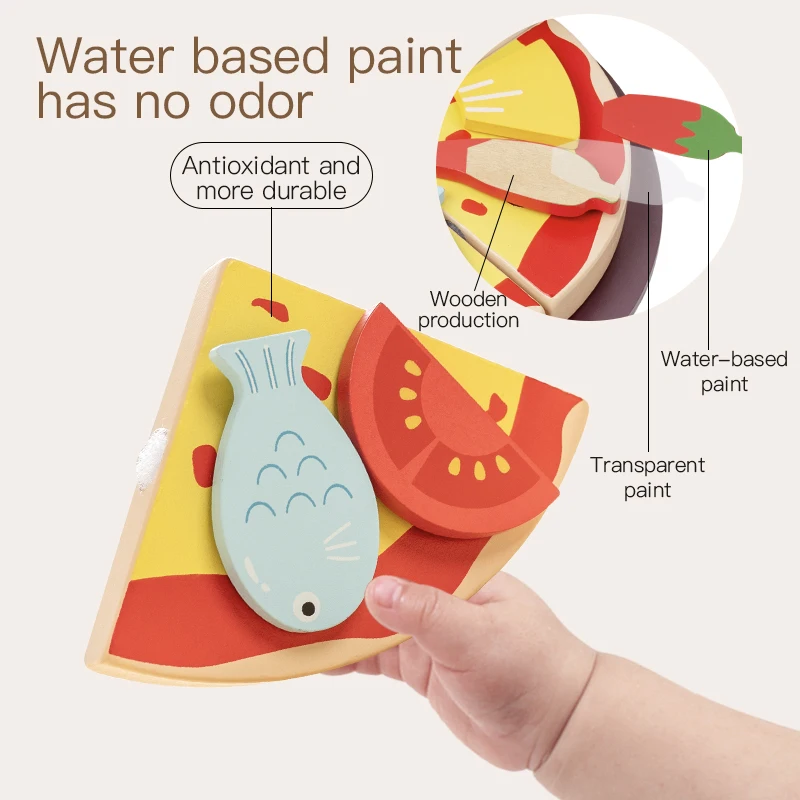 Drewniana zabawka symulacyjna pizza dla dzieci, kuchnia do zabawy dla niemowląt, prezent dla chłopca i dziewczynki, krojenie pizzy, prezent urodzinowy, prezent świąteczny