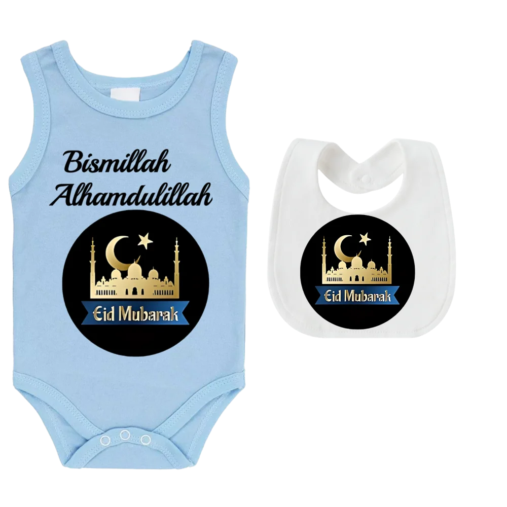 

Sleeveless Muslim feeding baby crawling suit Newborn bib New baby set Newborn sleeveless one-piece suit baby bib 0-6M