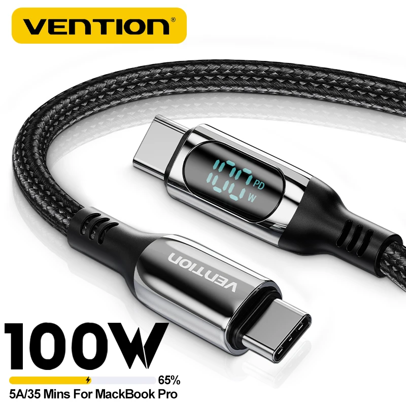 

Vention PD100W USB C Charger Cable for Samsung S24 S23 Xiaomi 14 One Plus Ace 3 Type C to Type C Cable for Macbook Fast Charging