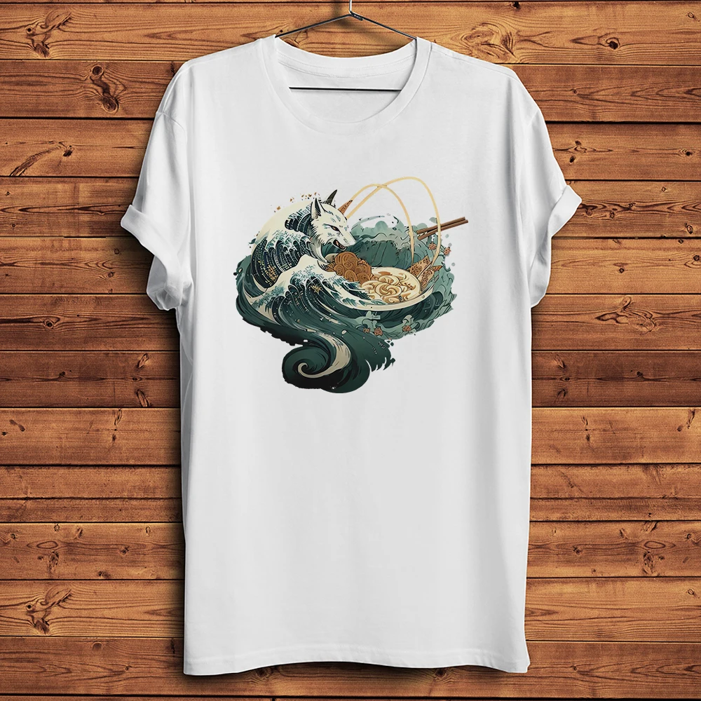 Great Wave Tsunami Octopus Kitsune Dragon Ramen Funny T Shirt Men Casual Short TShirt Unisex Novelty Streetwear Tee Breathable