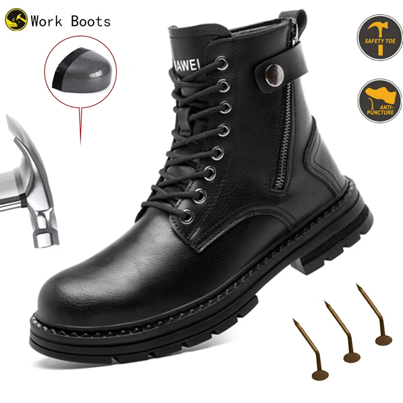 Safety Shoes Man Steel Toe Anti-Puncture Men's Work Shoes Men's Safety Boots Lightweight Men's Boots Security Protective Boot