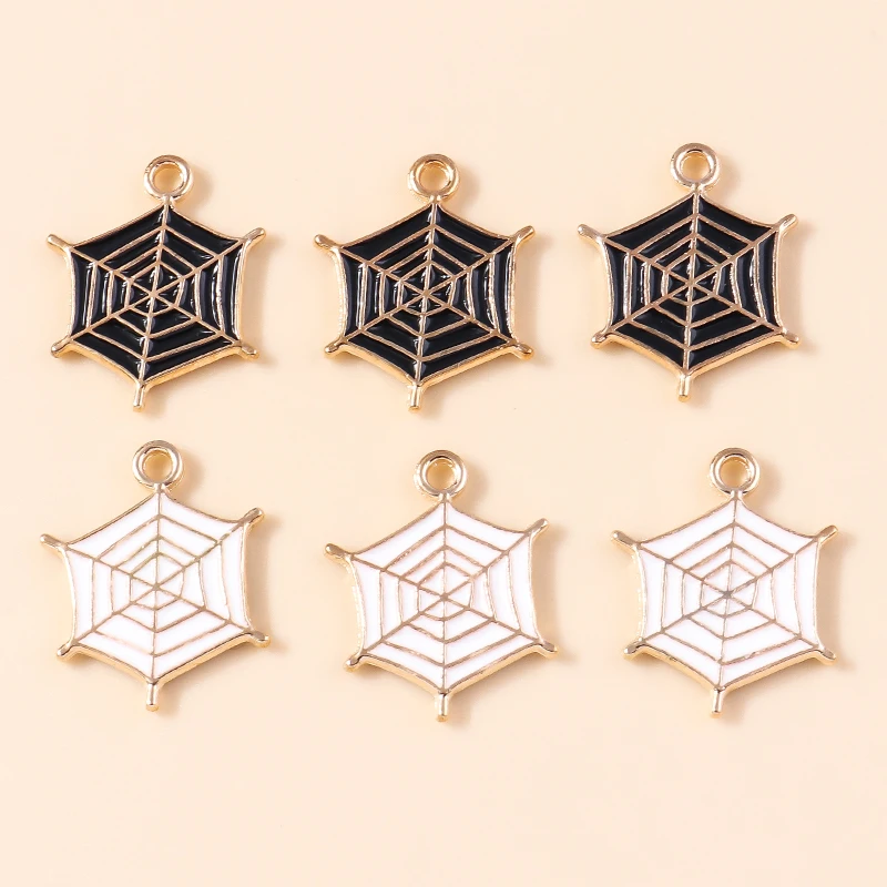 20 Stück 18x19mm Cartoon Emaille Spinnennetz Charms Anhänger für Schmuckherstellung DIY Tropfen Ohrringe Halsketten Armbänder Zubehör – Detail 2