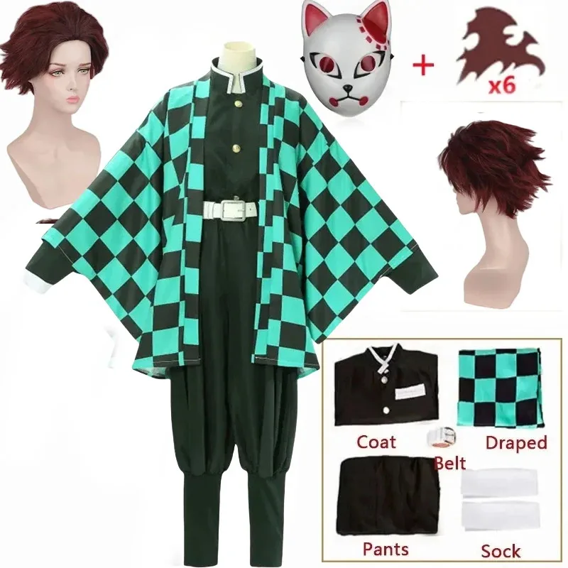 

Аниме Камадо Танджиро Косплей Костюм Убийца Демонов Хэллоуин Косплей Мультфильм Кимэцу но Яиба Костюм Для Детей Для Взрослых