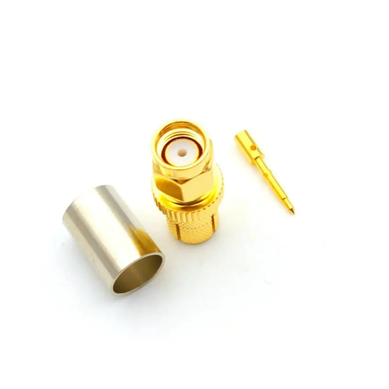 100PCS Adapter Copper SMA Male Plug RF Coax Jack Crimp For RG5 RG6 5D-FB H155 LMR300 Cable Straight Connector New