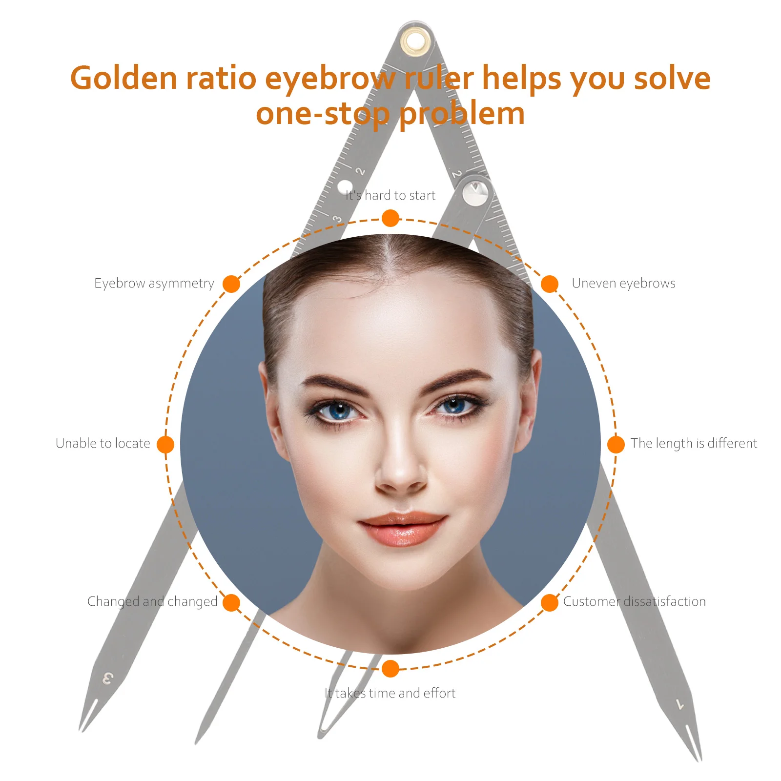 

1pc Eyebrow Measuring Ruler Stainless Steel Golden Ratio Adjustable Size for Eyebrow Positioning Tool Tattoo